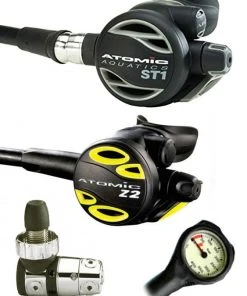 Atomic Aquatics ST1 Regulator Set (DIN Or Yoke) & Free Termo Gauge