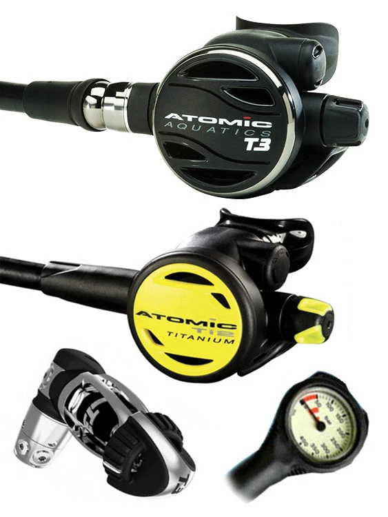 Regulator Sets Atomic Aquatics T3 Regulator Set (DIN Or Yoke) & Free Termo Gauge 3 Regulator Sets Atomic Aquatics T3 Regulator Set (DIN Or Yoke) & Free Termo Gauge