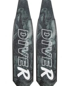 DiveR Freediving Fin Blades - Black & White Mermaid