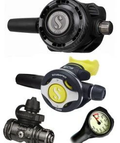 Regulator Sets Scubapro Regulator Set: MK19 Evo Black Tech (DIN Or Yoke) / G260 Carbon / Octopus & Free Termo Gauge