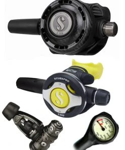 Regulator Sets Scubapro Regulator Set: MK19 Evo Black Tech (DIN Or Yoke) / G260 Carbon / Octopus & Free Termo Gauge