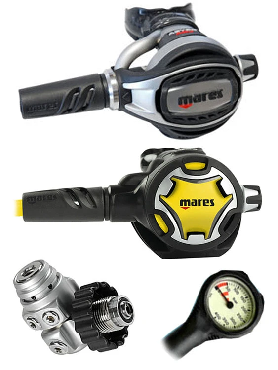 Mares Abyss Adj 62X (DIN Or Yoke) W/ Octopus & Free Termo Gauge 5 Mares Abyss Adj 62X (DIN Or Yoke) W/ Octopus & Free Termo Gauge