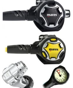 Mares Dual Adj 62X (DIN Or Yoke) W/ Octopus & Free Termo Gauge Regulator Sets