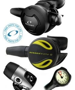 Oceanic Regulator Set: Alpha 10 / CDX (DIN Or Yoke) / Alpha 8 Octopus & Free Termo Gauge