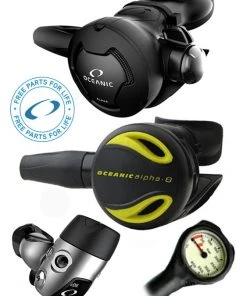 Oceanic Regulator Set: Alpha 10 / CDX (DIN Or Yoke) / Alpha 8 Octopus & Free Termo Gauge