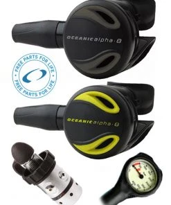 Regulator Sets Oceanic Regulator Set: Alpha 8 / SP5 (DIN Or Yoke) / Alpha 8 Octopus & Free Termo Gauge