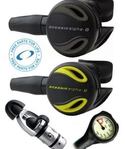 Regulator Sets Oceanic Regulator Set: Alpha 8 / SP5 (DIN Or Yoke) / Alpha 8 Octopus & Free Termo Gauge 7 Regulator Sets Oceanic Regulator Set: Alpha 8 / SP5 (DIN Or Yoke) / Alpha 8 Octopus & Free Termo Gauge
