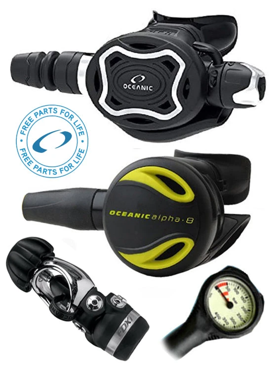 Oceanic Regulator Set: Zeo / FDXi (DIN Or Yoke) / Octopus & Free Termo Gauge 8 Oceanic Regulator Set: Zeo / FDXi (DIN Or Yoke) / Octopus & Free Termo Gauge