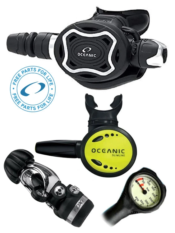 Oceanic Regulator Set: Zeo / FDXi (DIN Or Yoke) / Octopus & Free Termo Gauge 10 Oceanic Regulator Set: Zeo / FDXi (DIN Or Yoke) / Octopus & Free Termo Gauge