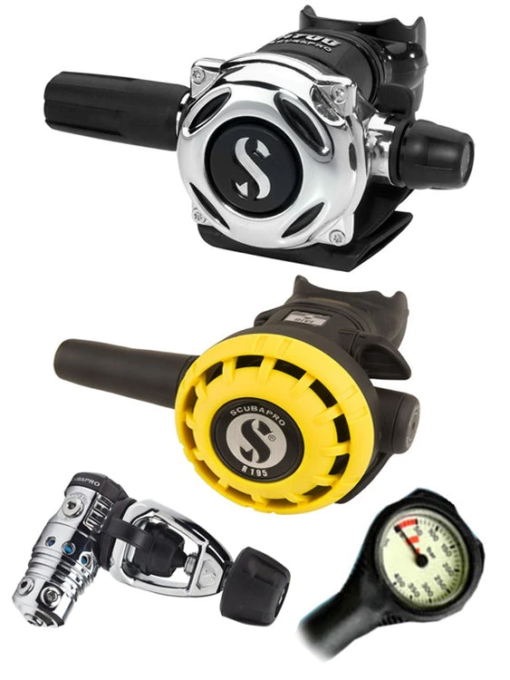 Regulator Sets Scubapro Regulator Set: MK25 Evo (DIN Or Yoke) / A700 / Octopus & Free Termo Gauge 4 Regulator Sets Scubapro Regulator Set: MK25 Evo (DIN Or Yoke) / A700 / Octopus & Free Termo Gauge