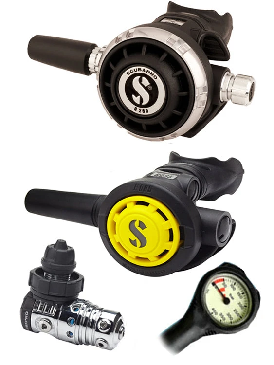 Scubapro Regulator Set: MK25 Evo (DIN Or Yoke) / G260 / Octopus & Free Termo Gauge 5 Scubapro Regulator Set: MK25 Evo (DIN Or Yoke) / G260 / Octopus & Free Termo Gauge
