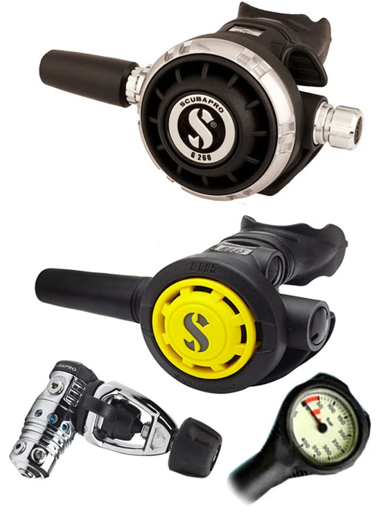 Scubapro Regulator Set: MK25 Evo (DIN Or Yoke) / G260 / Octopus & Free Termo Gauge 3 Scubapro Regulator Set: MK25 Evo (DIN Or Yoke) / G260 / Octopus & Free Termo Gauge