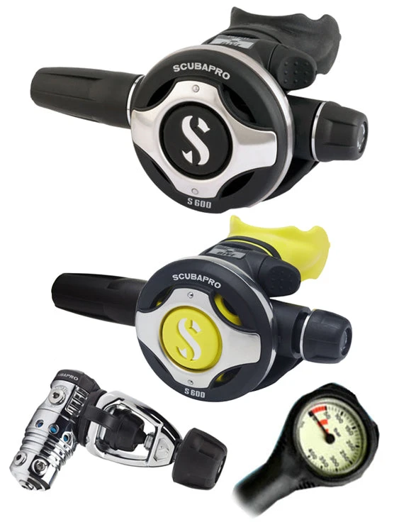 Regulator Sets Scubapro Regulator Set: MK25 Evo (DIN Or Yoke) / S600 / Octopus & Free Termo Gauge 9 Regulator Sets Scubapro Regulator Set: MK25 Evo (DIN Or Yoke) / S600 / Octopus & Free Termo Gauge