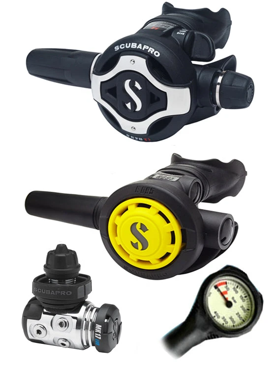 Scubapro Regulator Set: MK17 Evo (DIN Or Yoke) / S620 Ti / Octopus & Free Termo Gauge 5 Scubapro Regulator Set: MK17 Evo (DIN Or Yoke) / S620 Ti / Octopus & Free Termo Gauge