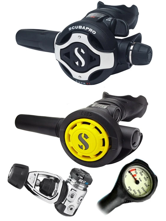 Scubapro Regulator Set: MK17 Evo (DIN Or Yoke) / S620 Ti / Octopus & Free Termo Gauge 3 Scubapro Regulator Set: MK17 Evo (DIN Or Yoke) / S620 Ti / Octopus & Free Termo Gauge