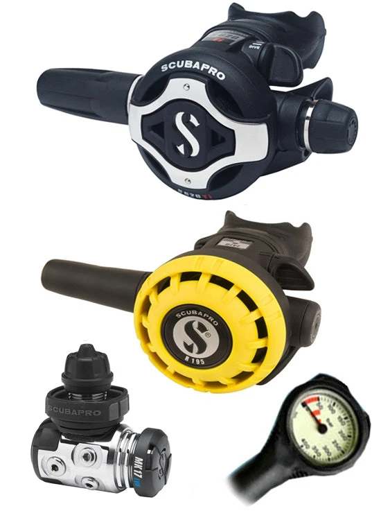 Scubapro Regulator Set: MK17 Evo (DIN Or Yoke) / S620 Ti / Octopus & Free Termo Gauge 6 Scubapro Regulator Set: MK17 Evo (DIN Or Yoke) / S620 Ti / Octopus & Free Termo Gauge