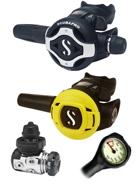 Scubapro Regulator Set: MK17 Evo (DIN Or Yoke) / S620 Ti / Octopus & Free Termo Gauge 8 Scubapro Regulator Set: MK17 Evo (DIN Or Yoke) / S620 Ti / Octopus & Free Termo Gauge